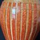 Vintage 1970s Chinese lamp base in woven bamboo on a porcelain vase