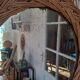 Rattan wall-mounted coat rack with mirror