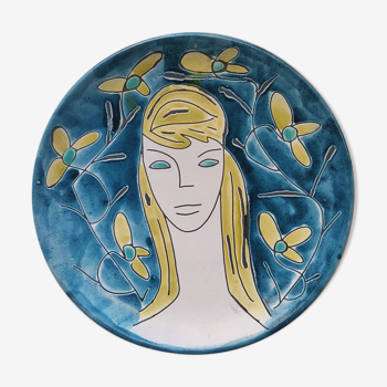 Portrait on ceramic wall plate