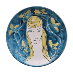 Portrait sur assiette murale en