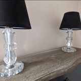Paire de lampes art déco en cristal