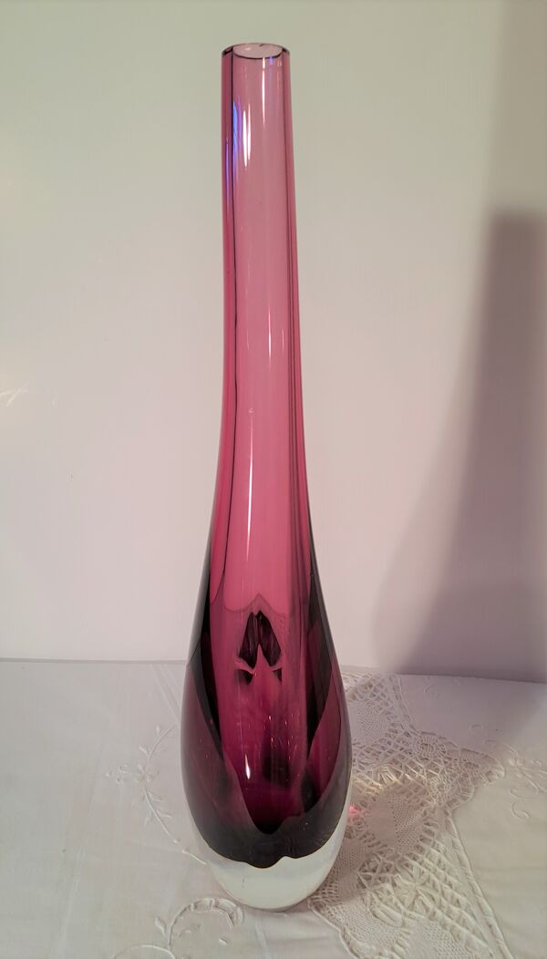Vase soliflore en verre de Murano par Flavio Poli