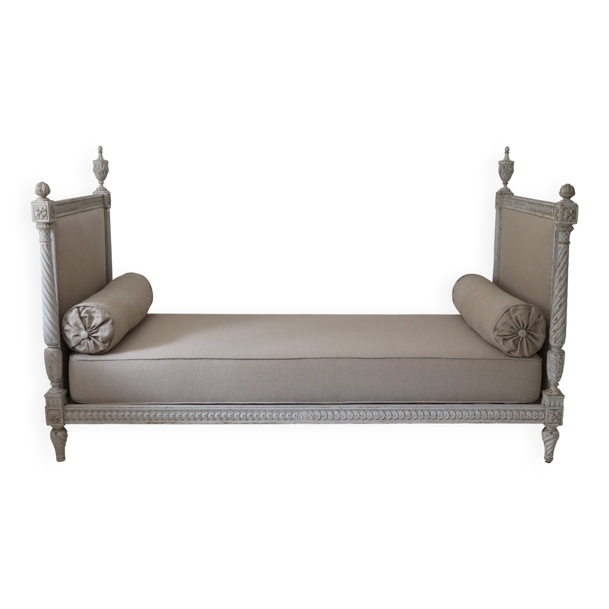 Resting bed - Louis XVI style bench reupholstered in linen