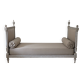 Lit de repos - banquette style Louis XVI retapissé en lin