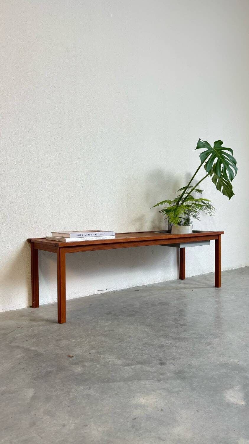 Vintage Danish bench with planter in teak