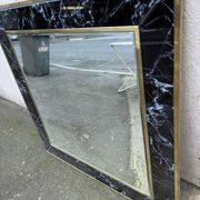 Mirror in brass and white veined black marble from the 70s