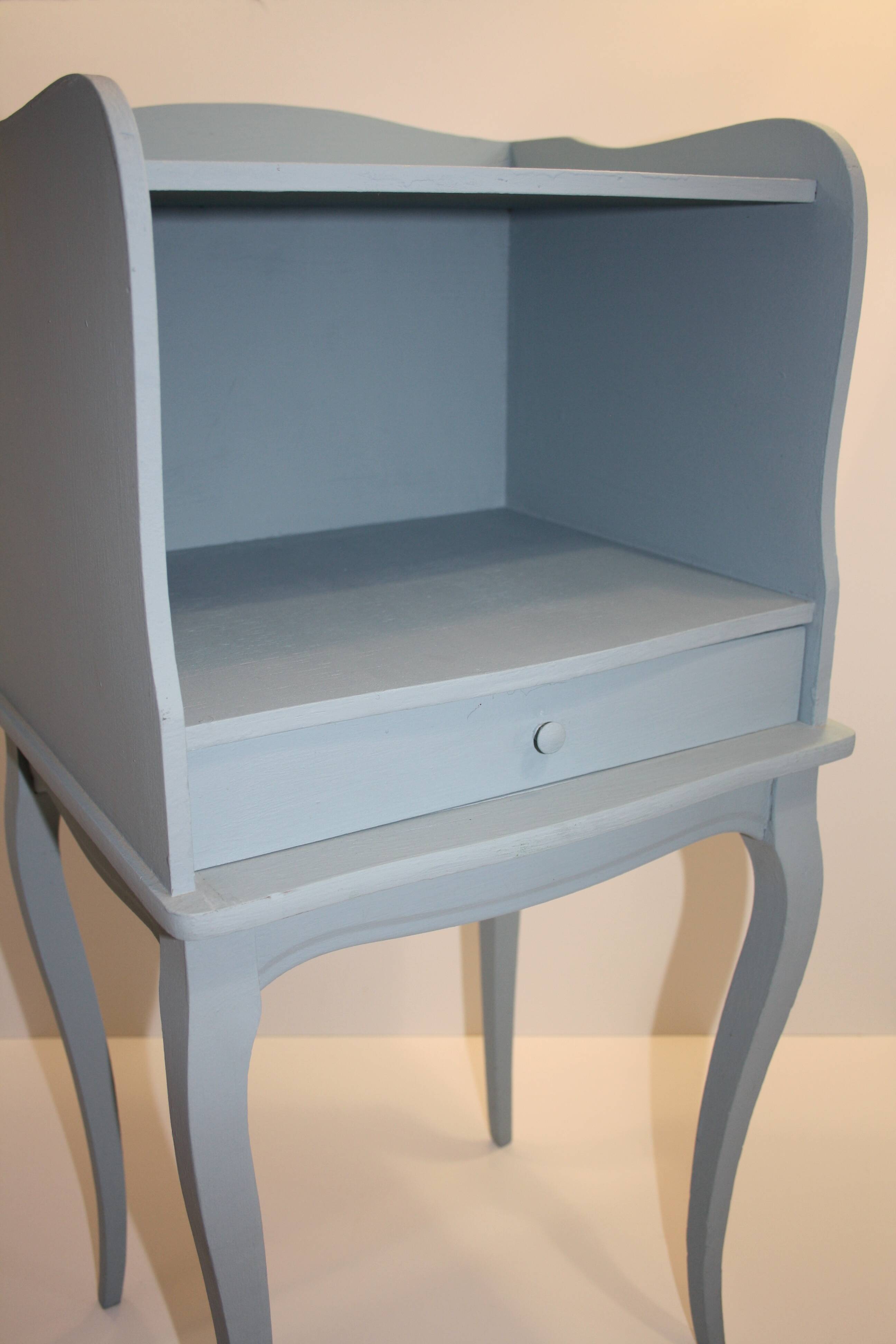 Classic blue bedside table with one drawer