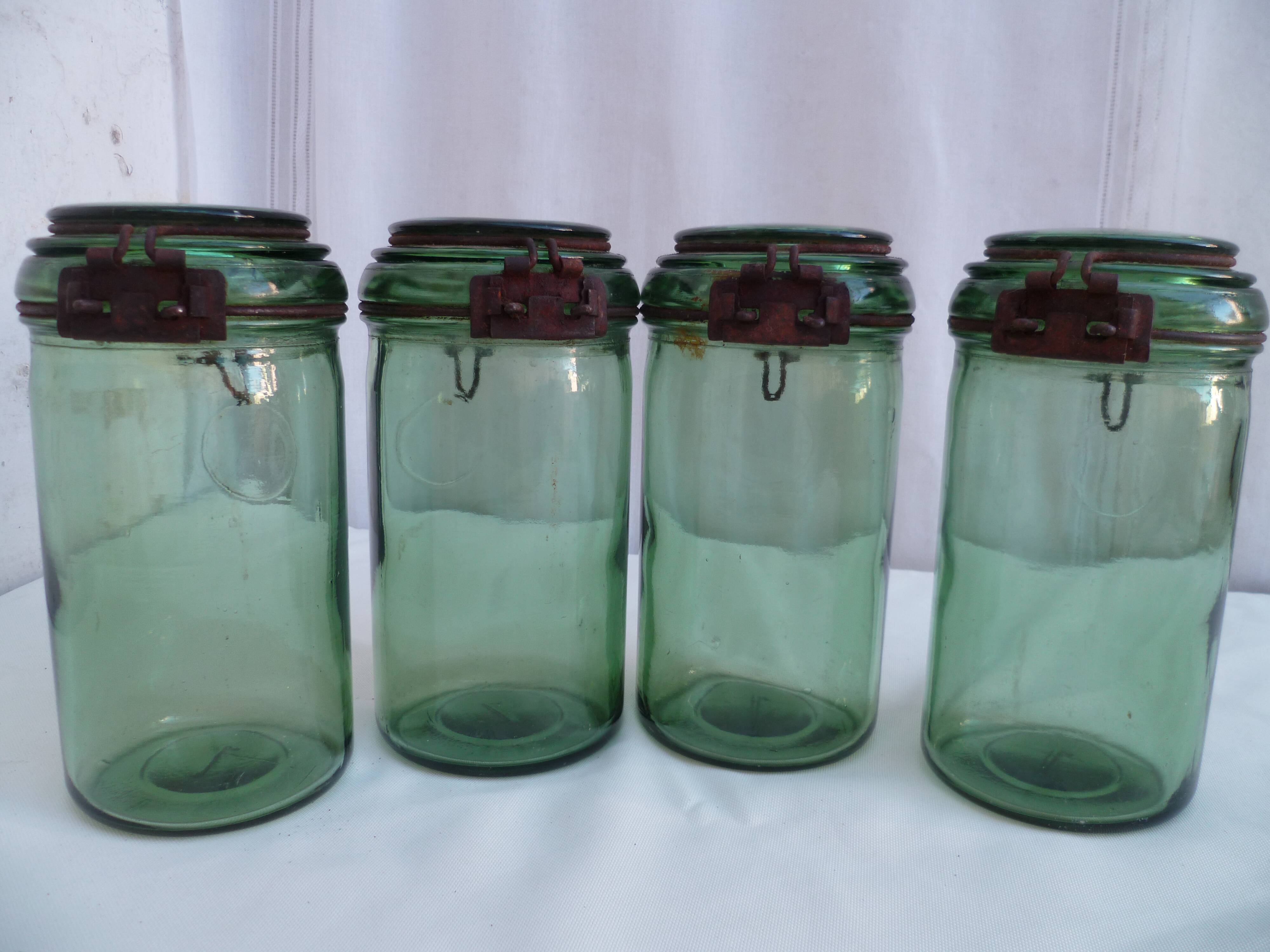 4 jars 1 liter bottle green Durfor to 1950s