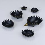 Cendriers empilables en laiton hérisson de Walter Bosse, Herta Baller, Autriche, années 1950