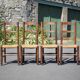 Set of 4 wooden and straw chairs, wooden chair, straw chair, countryside, chalet