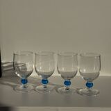 Lot de 4 verres à eau à pied boule bleue