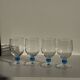 Set of 4 blue ball stemmed water glasses