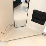 1960s Mid-Century Modern White Wood Corner Coat Hanger with Mirror