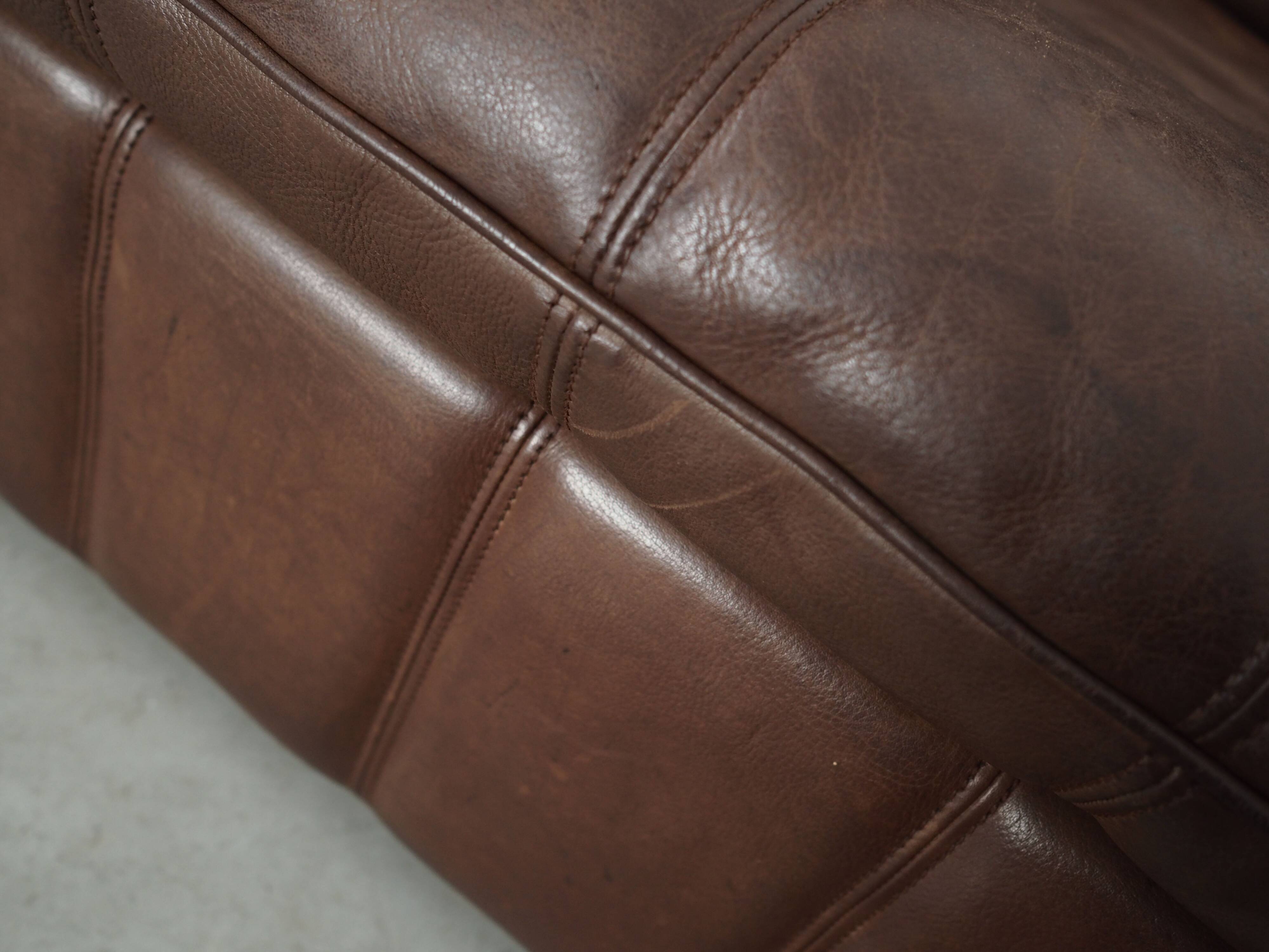 Brown leather sofa, Swiss design, 1970s