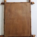 Large 19th century French mirror in carved faux bamboo wood, 52 x 64 cm