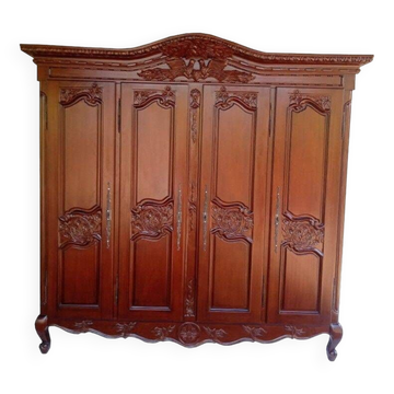 Armoire normande de mariage en bois massif 4 portes