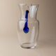 Vintage glass pitcher - clear glass with blue handle - Mid-Century design from Italy in the 1970s - elegant table decoration, retro gift idea.