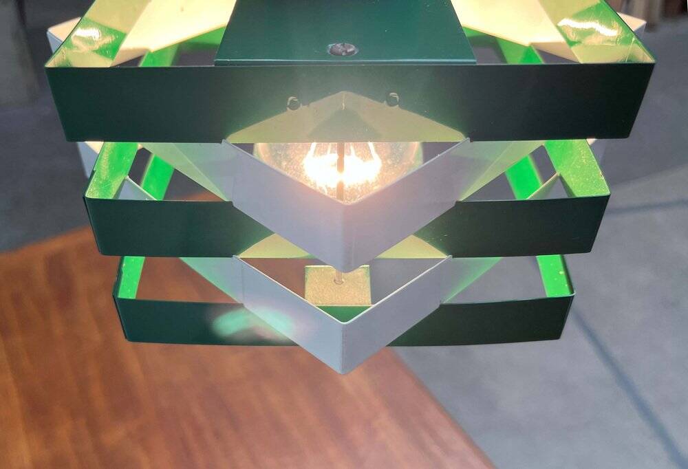 Modern metal lamella pendant lamp from the mid-century in the style of J. J. M. Hoogervorst for Anvia, 1960s.