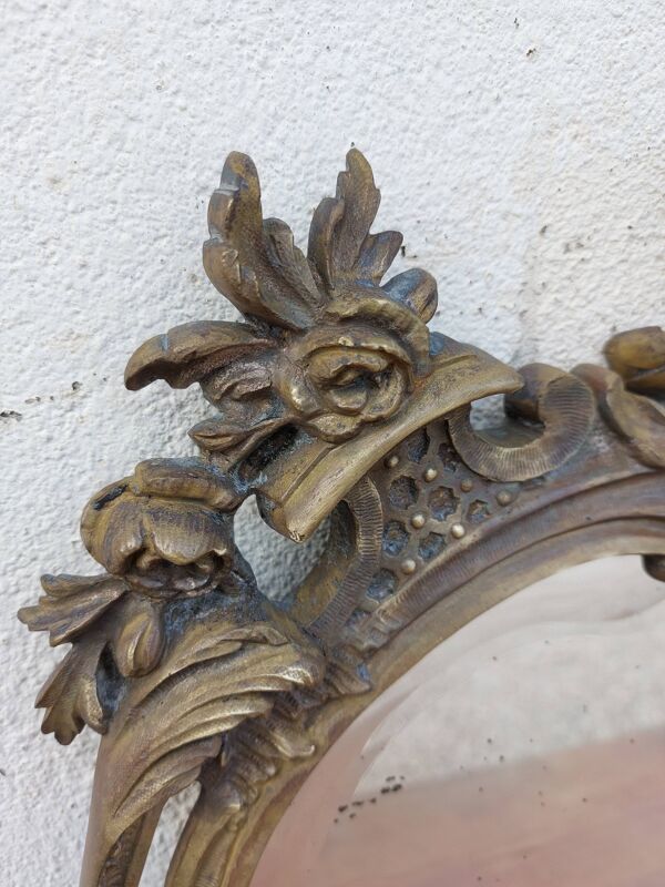 Miroir biseauté en bronze Louis XV 19ème