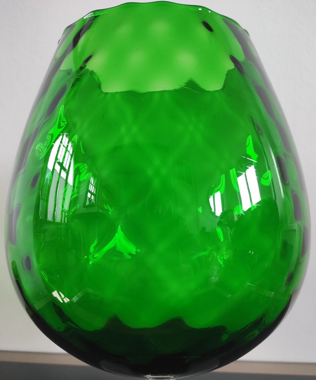 Vase Cognac XXL vintage verre soufflé d’Empoli Italie vert émeraude