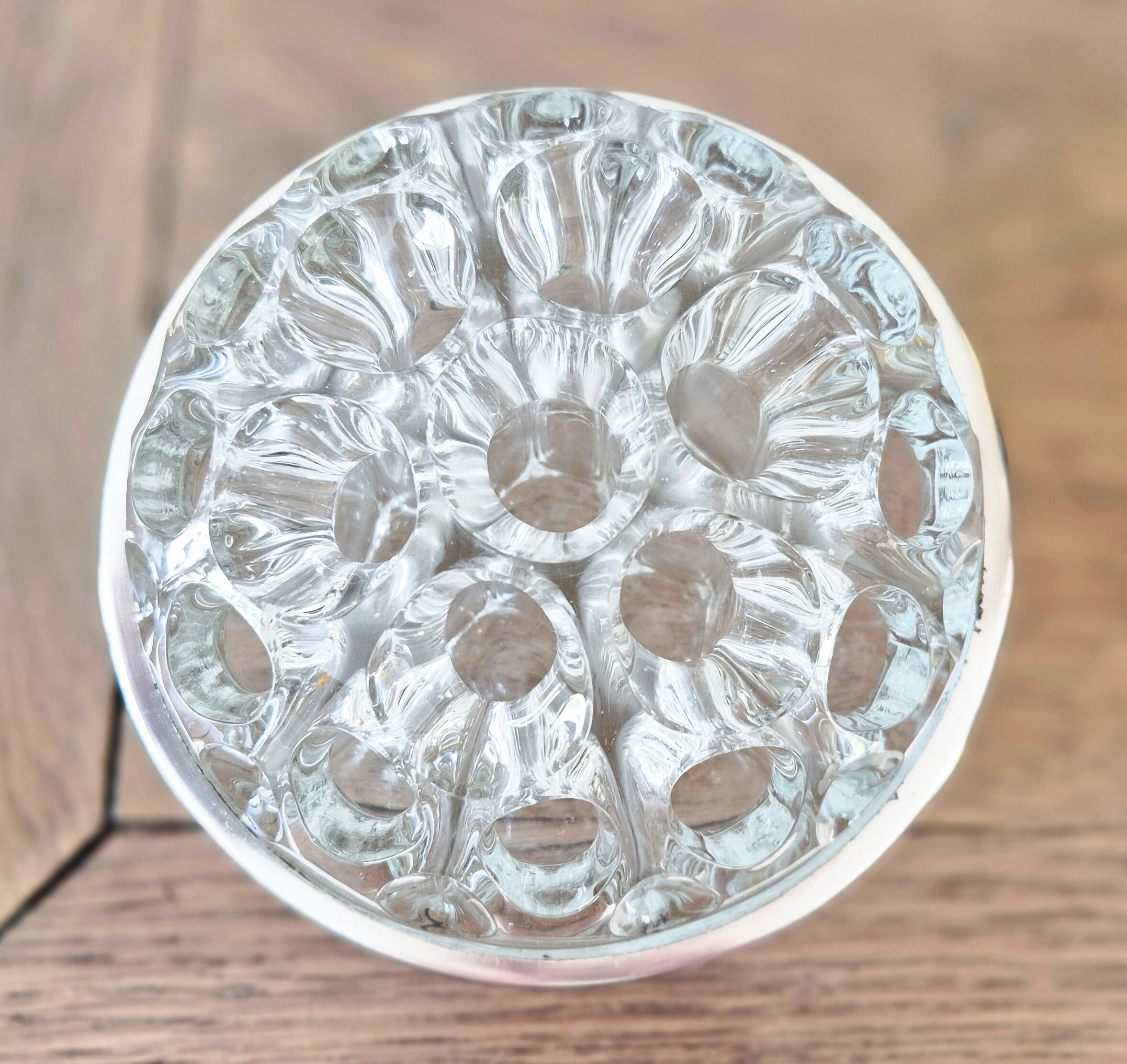 Antique glass and silver-plated flower holder