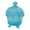 Sugar bonbonnière in pressed glass blue opaline