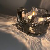 Solid glass candle holder