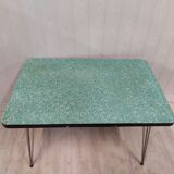 Table formica vert pieds eiffel extensible