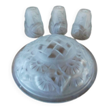 Set for Art Deco chandelier (1 cup, 3 globes)