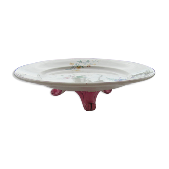 Tripod pie dish with floral decoration stamped v.etienne paris