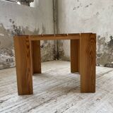 Square pine coffee table from the 70s revival