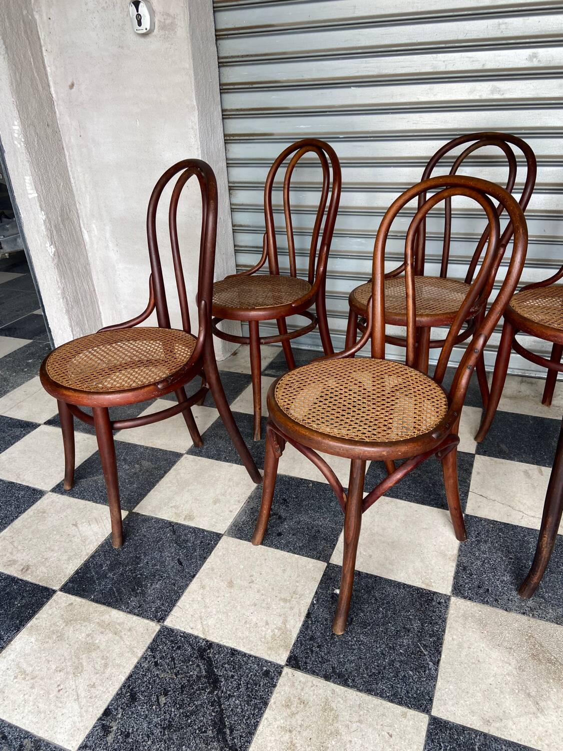Set of 7 Thonet bistro chairs