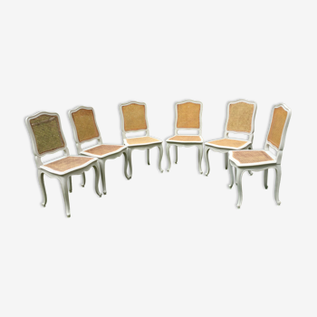 Lot de 6 chaises anciennes cannées  style Louis XV