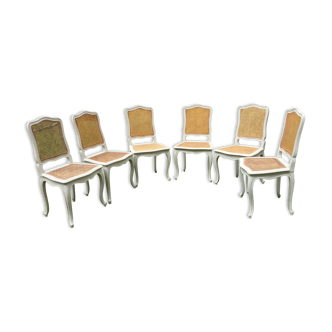 Lot of 6 old chairs cannes Louis XV style
