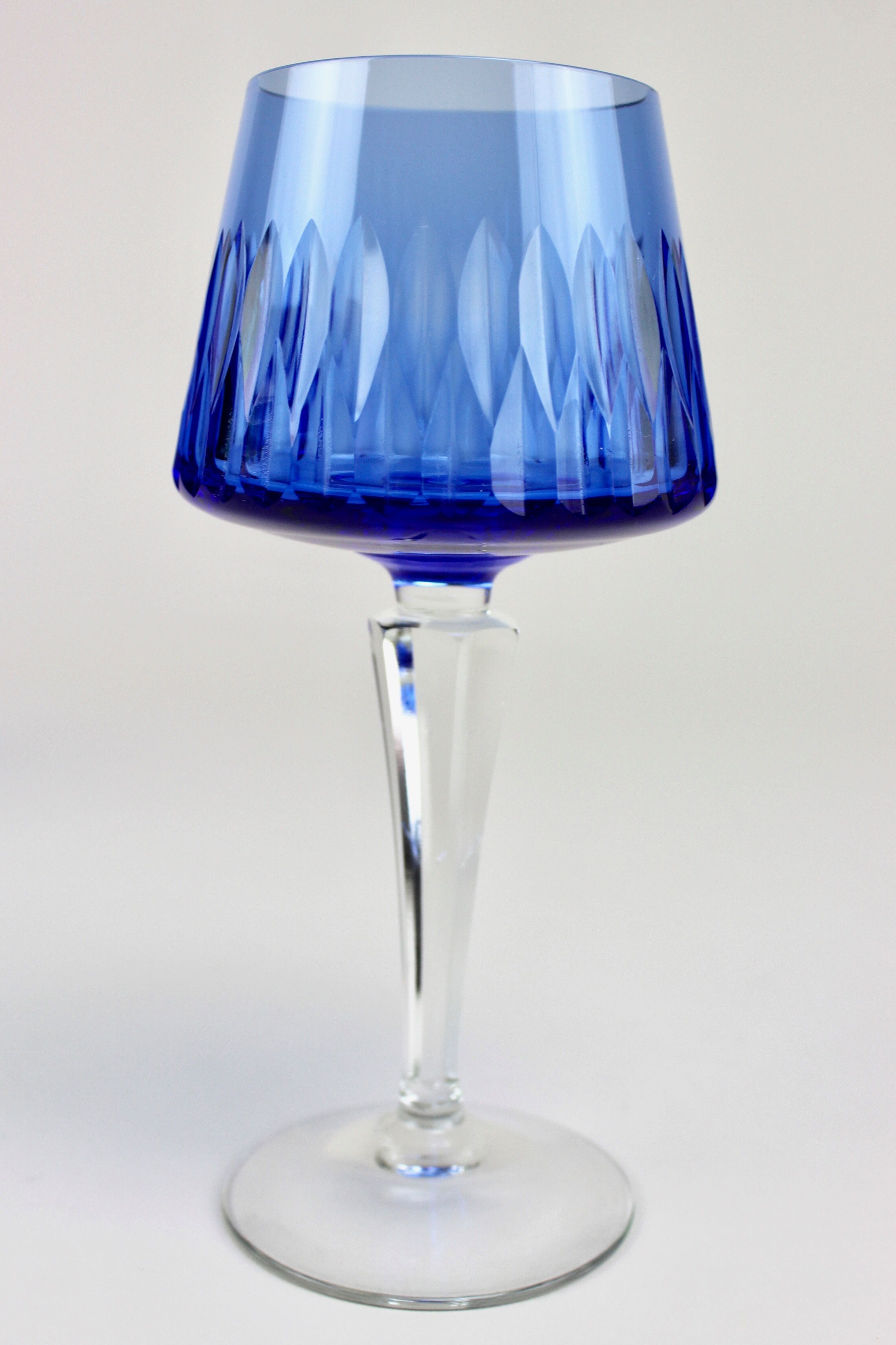 Set of 6 Bohemian crystal wine glasses