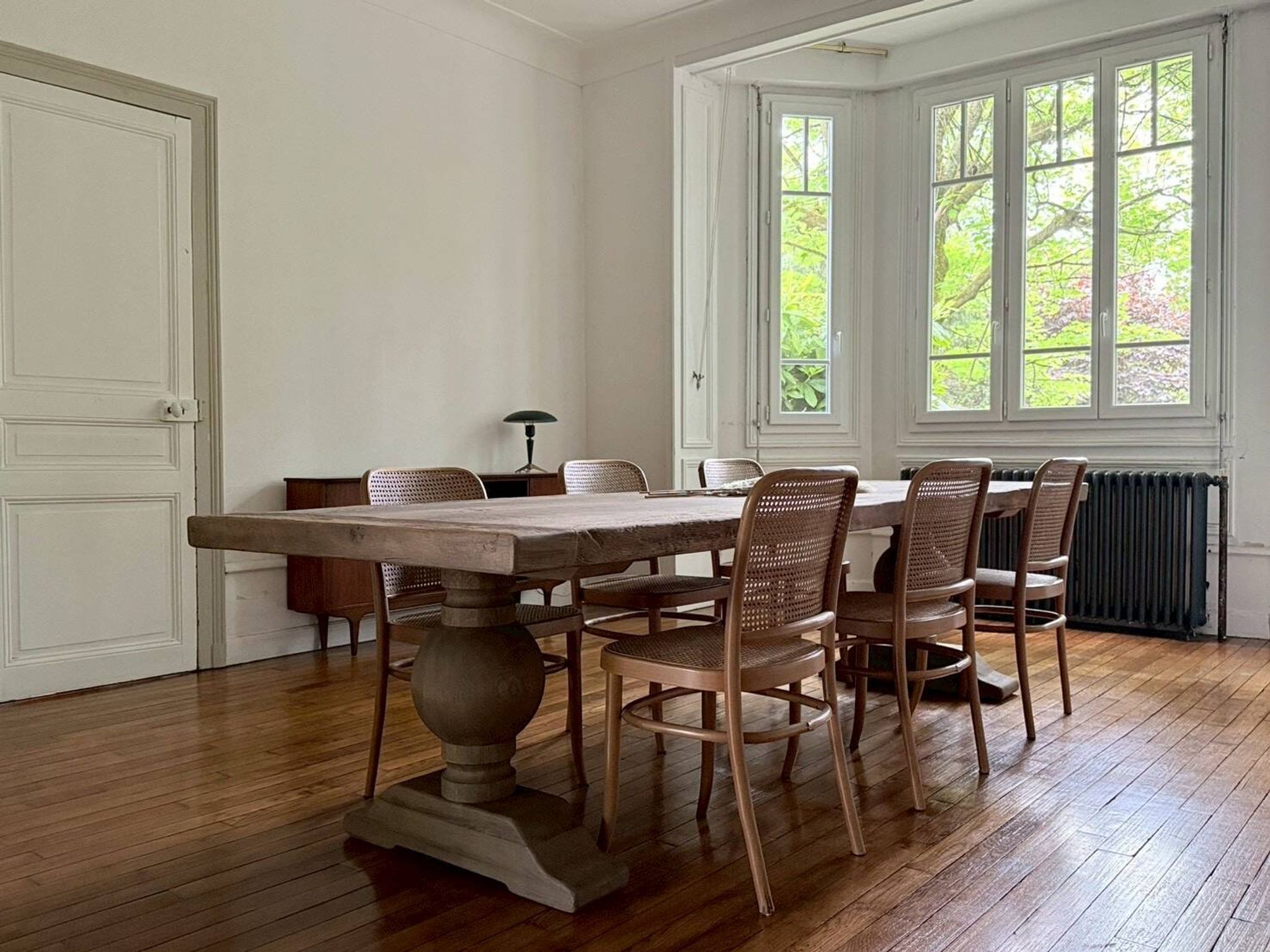 Table monastère en chêne ancien massif – SOLEIL 400 par 120 cm