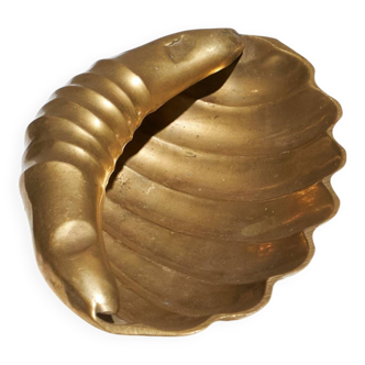 Cendrier coquillage en métal doré