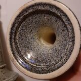 Duo of gres-style ceramic candle holders