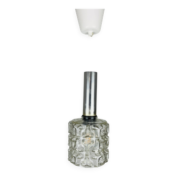 Vintage 60s chiseled glass pendant light