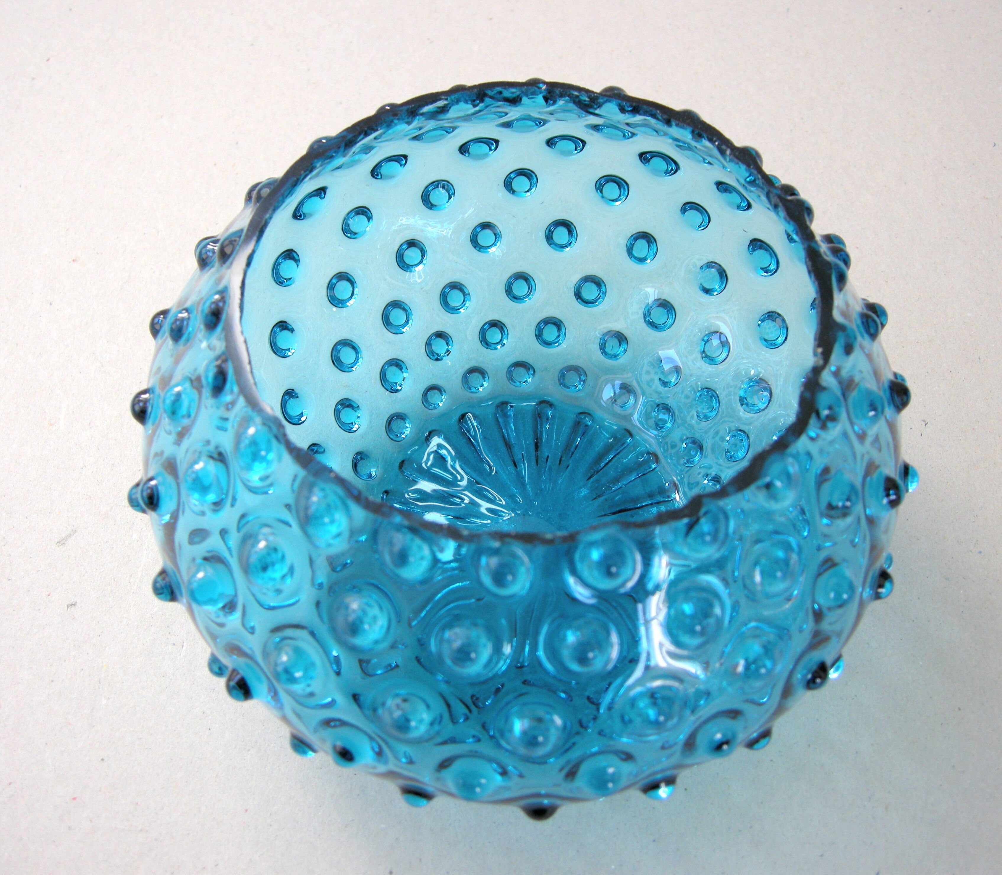Vintage bubble vase in blue glass
