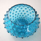 Vintage bubble vase in blue glass