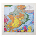 Old map of France Paris basin 43x43cm from 1950