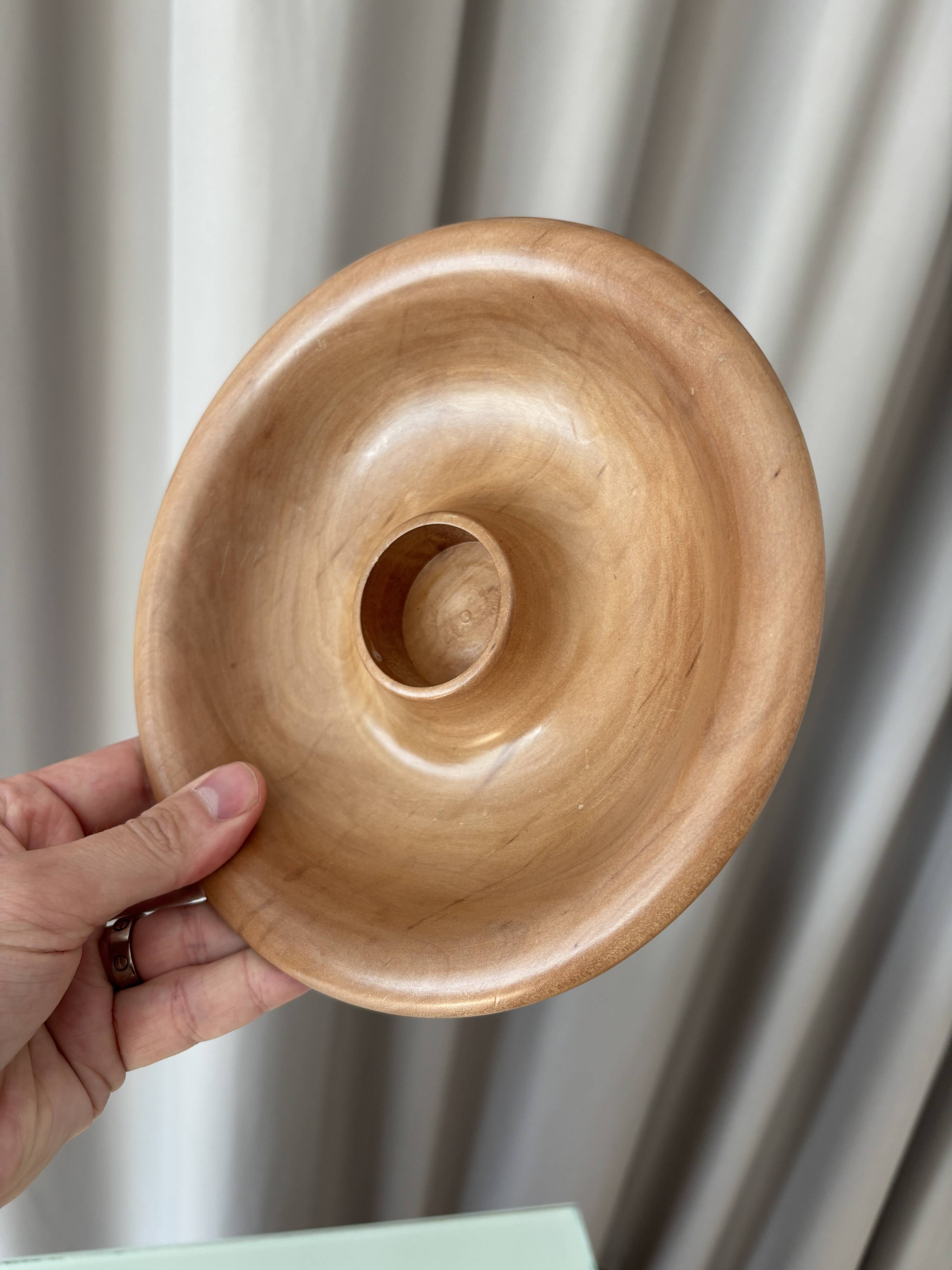 vintage sculptural candle holder made of turned wood