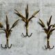 Set of 3 wheat sheaf coat hooks, Italy, 1960s, Hans Kogl style.