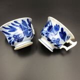 2 cups of café sarreguemines and digoin décor fleuri bleu