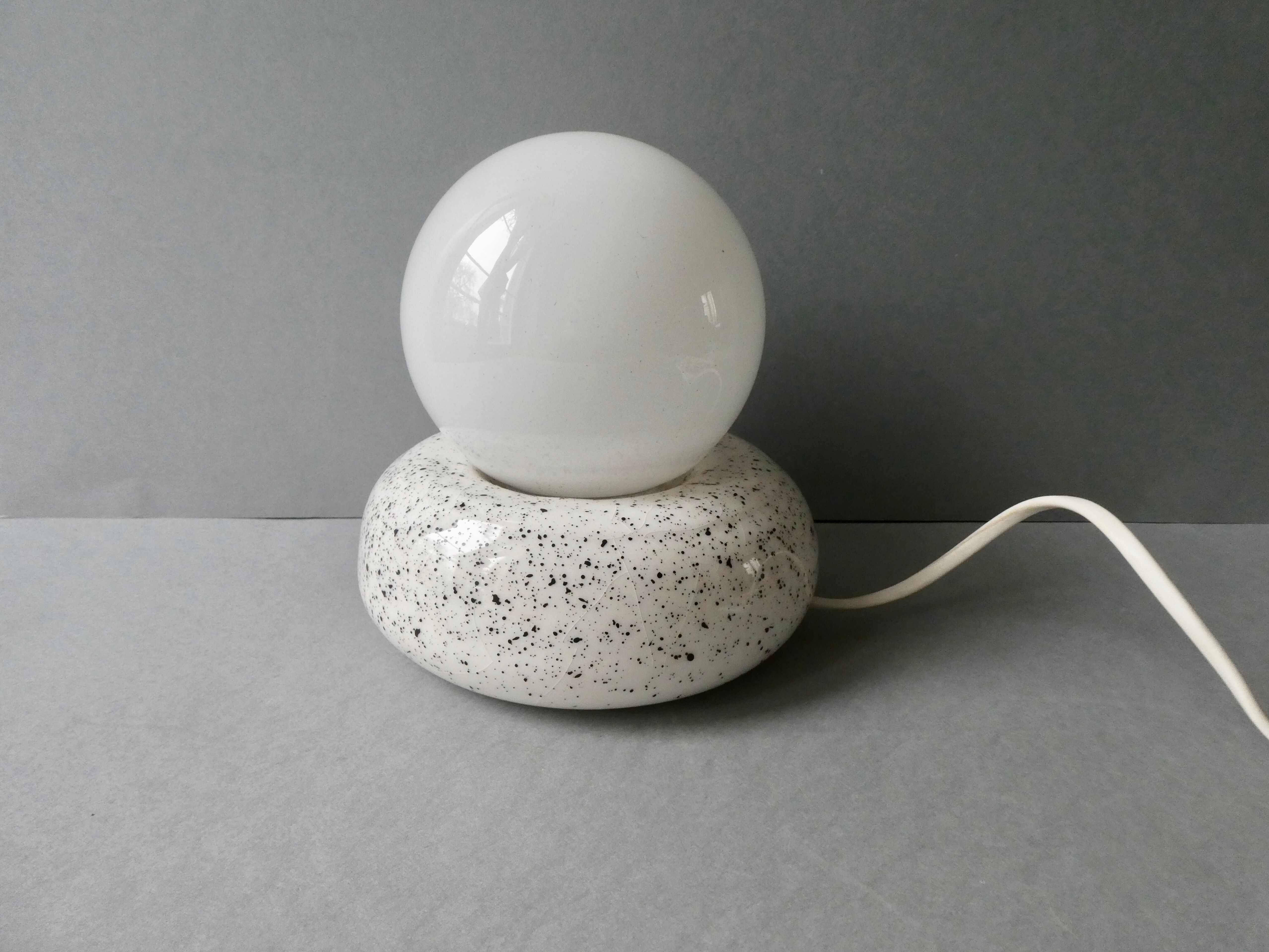Speckled ceramic pebble lamp, 80s