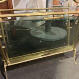 Tinted glass and brass magazine rack