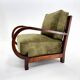 Pair of Art Deco beech armchairs, 1930s, newly upholstered