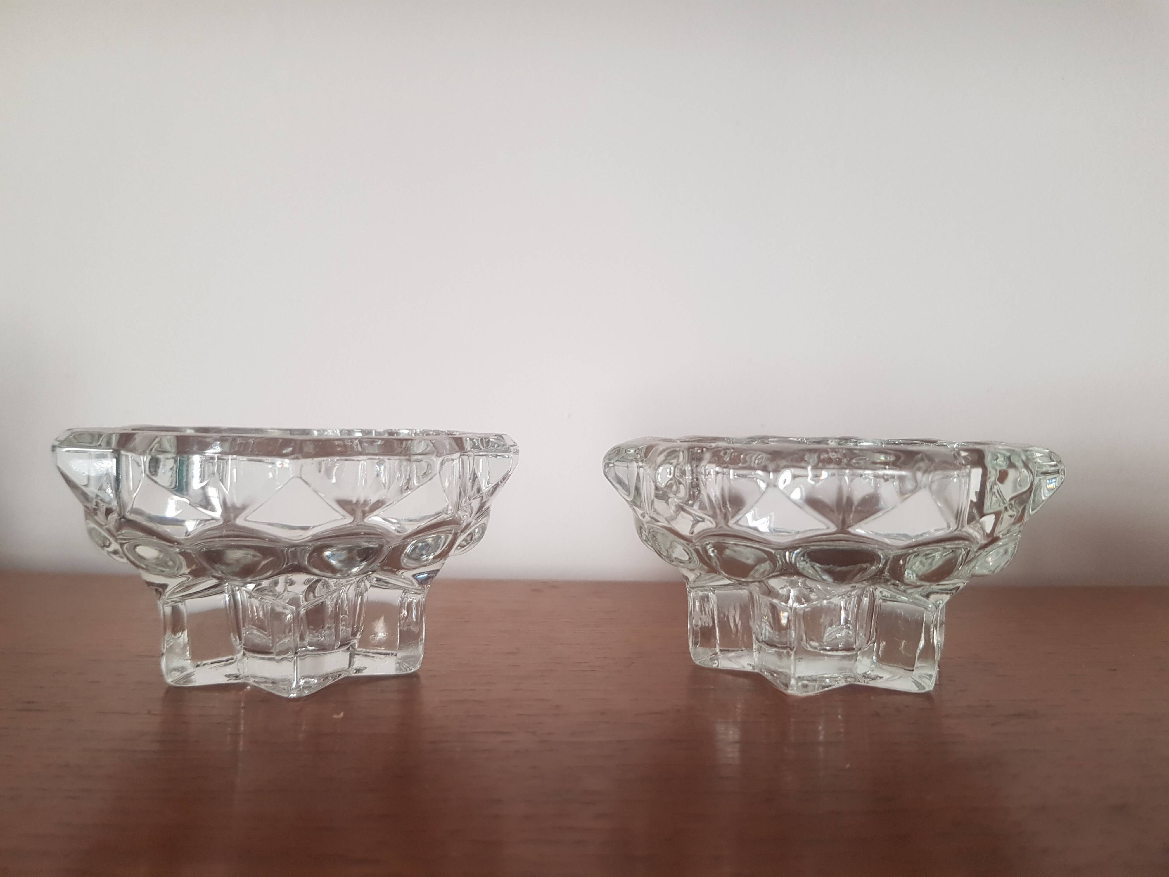 Set of 2 glass candle holders
