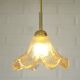 Vintage gold pendant light / Murano glass hanging lamp / Italy 1980s
